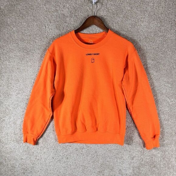 Lonely Ghost Crew Neck Sweatshirt Womens Small Orange Text Me When You Get Home‎ - Picture 1 of 8